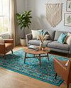 Isfahan Elegance Collection Area Rug - Naghsh-e Jahan (Turquoise) Rectangle Turquoise  lifestyle 17