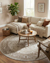 Horizon Collection Area Rug -  Apex (Light Gray) Round Light Gray  lifestyle 65