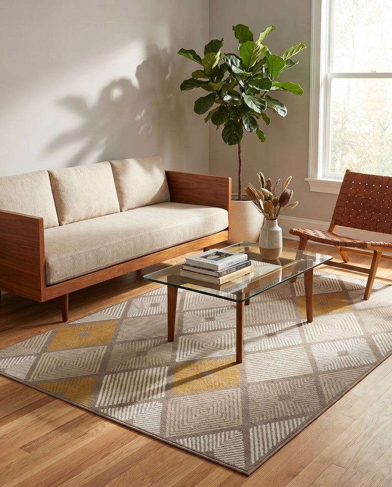 Coastal Haven Collection Area Rug -  Anchorage Rectangle Ivory and Yellow  lifestyle 14