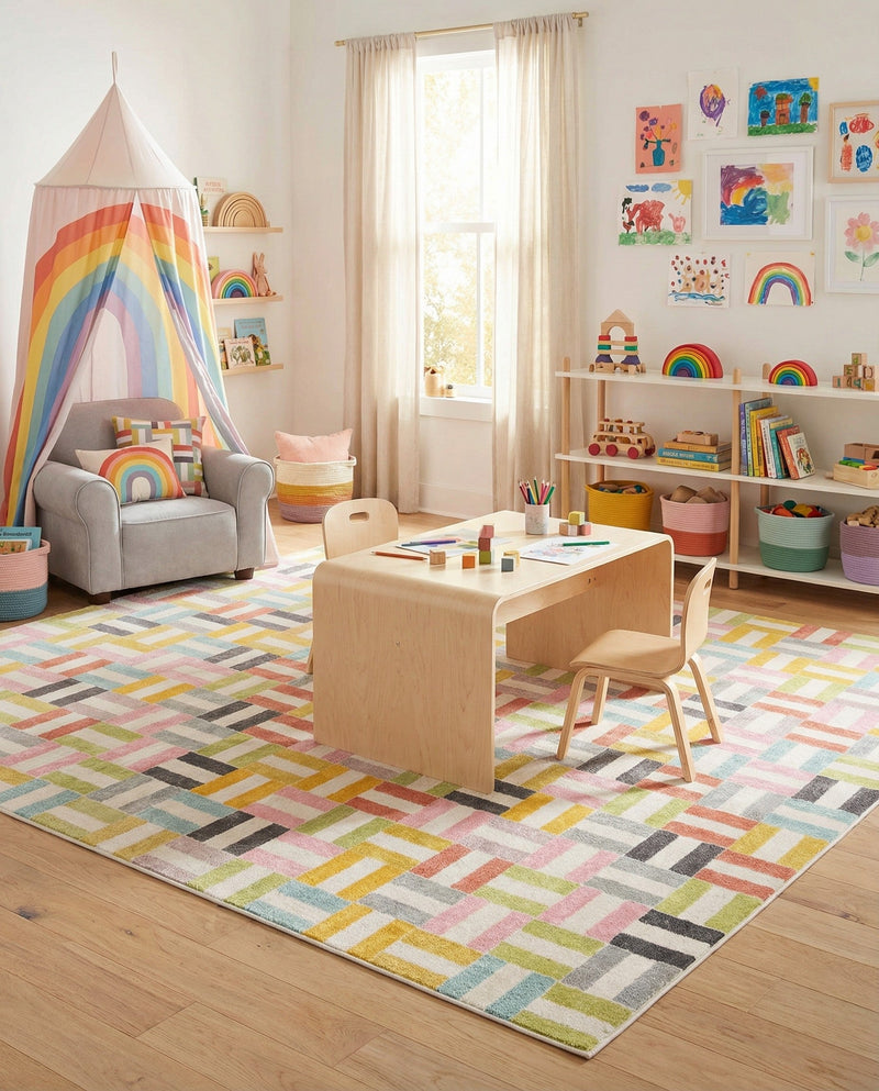 Wonder Tykes Collection Area Rug -  Kaleidoscope Rectangle Multi  lifestyle 9