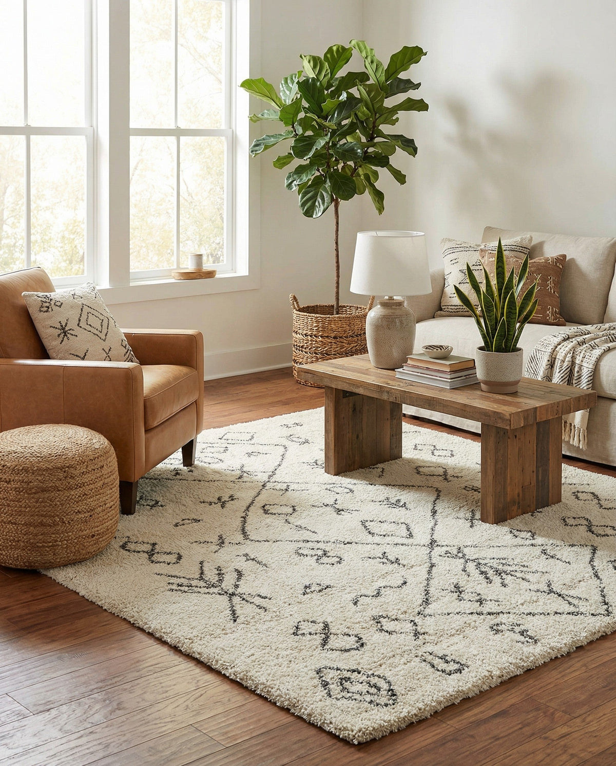 Casablanca Comfort Collection Area Rug - Sahara Square Pure Ivory  lifestyle 79
