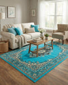 Tabriz Tapestry Collection Area Rug - Azerbaijan (Turquoise) Rectangle Turquoise  lifestyle 16