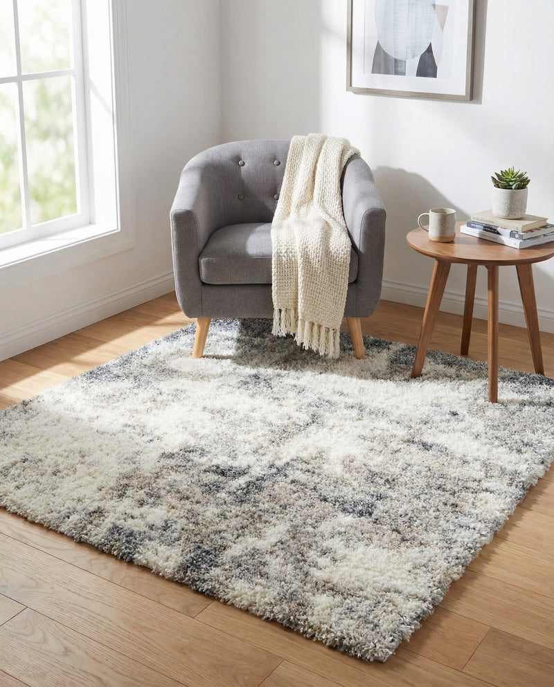 Cozy Haven Shag Collection Area Rug -  Tranquility (Pebble Gray) Square Pebble Gray  lifestyle 26