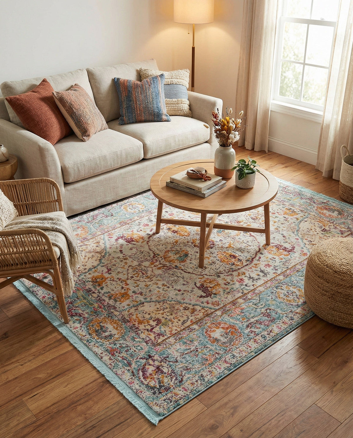 Caribbean Breeze Collection Area Rug -  Xcalak Square Light Blue  lifestyle 115