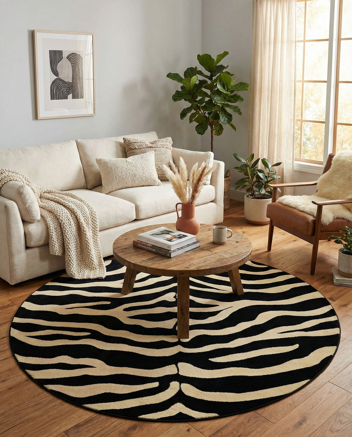 Savannah Sojourn Collection Area Rug -  Kilimanjaro Round Black  lifestyle 87
