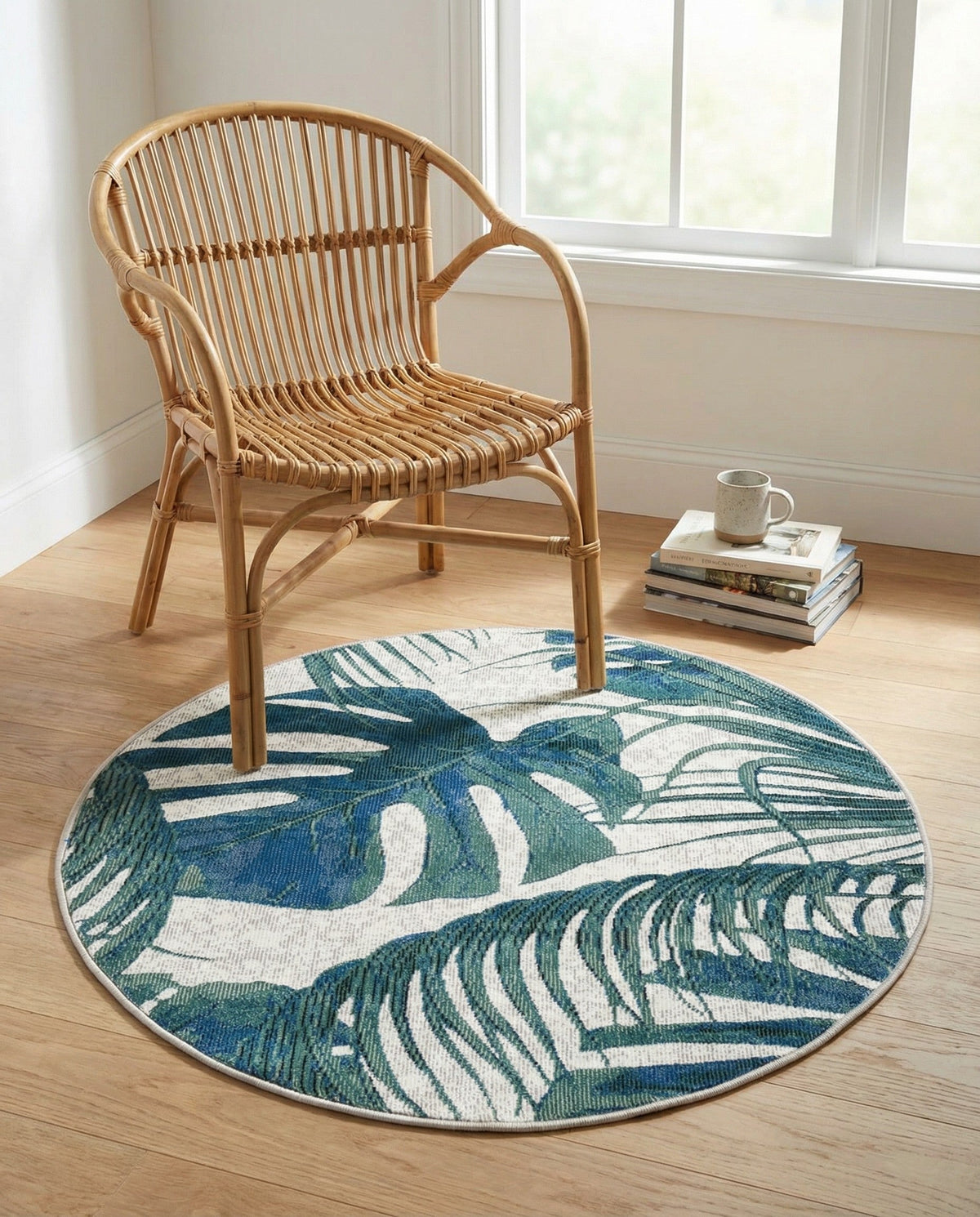 Meadow Breeze Collection Area Rug -  Clover Round Ivory  lifestyle 194