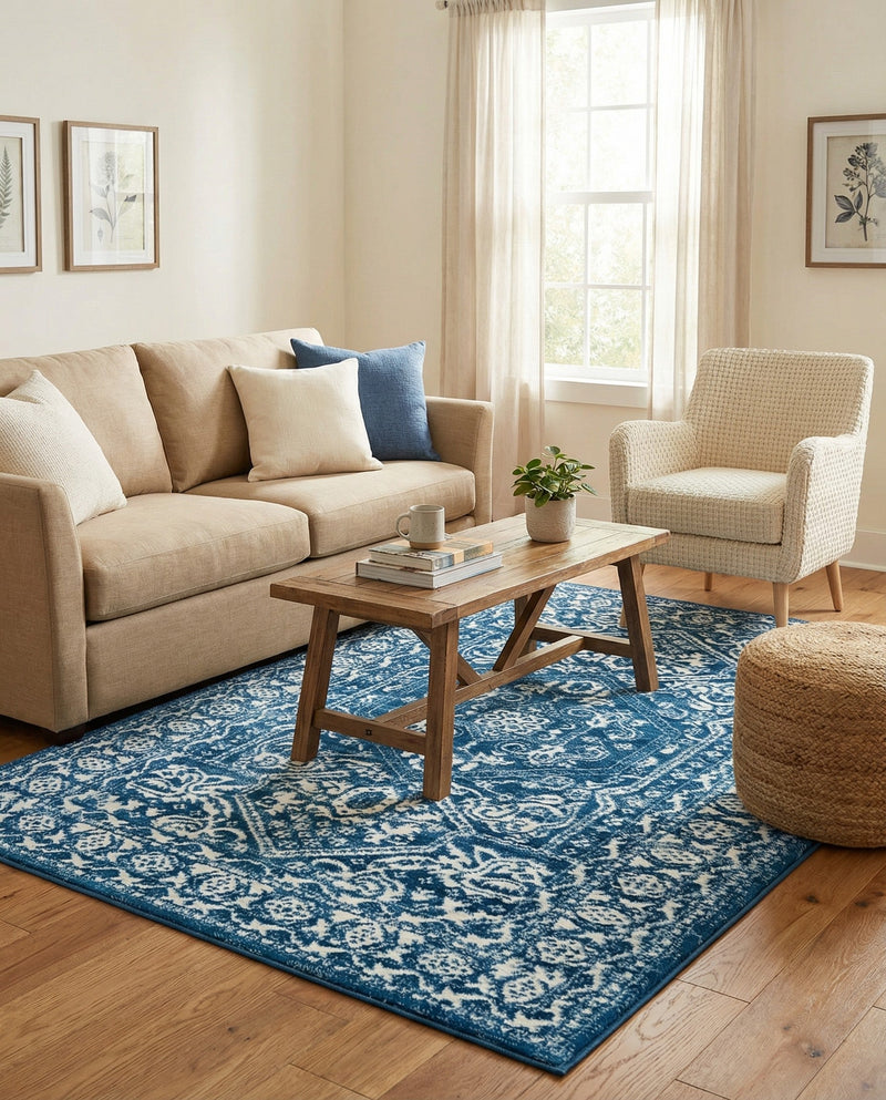 Charleston Elegance Collection Area Rug - Harborview Rectangle Blue  lifestyle 55