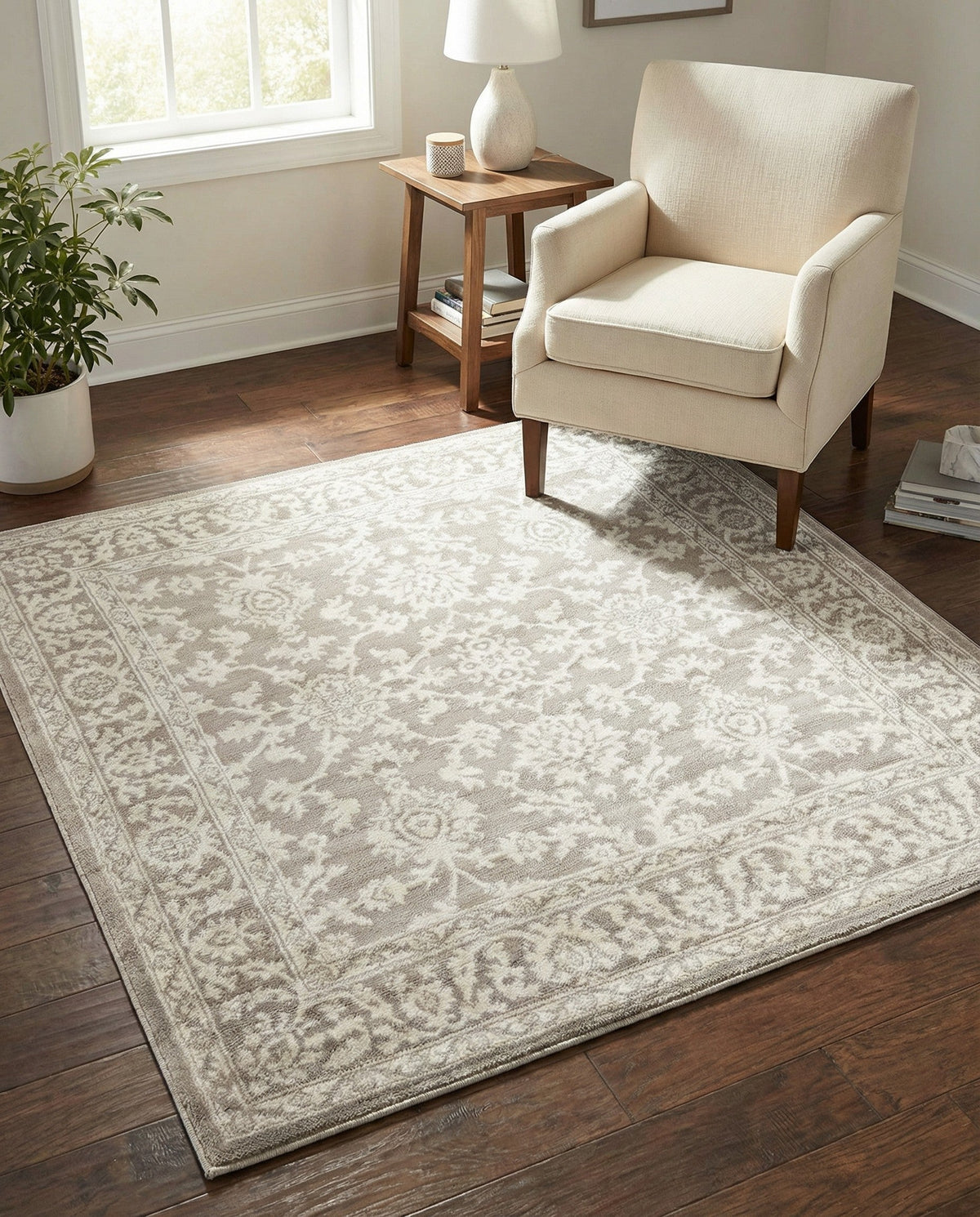 Savannah Elegance Collection Area Rug - Augusta (Light Gray) Square Light Gray  lifestyle 95