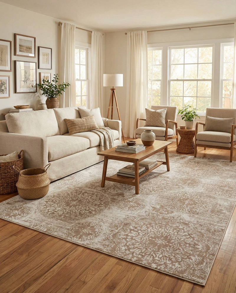 Riviera Elegance Collection Area Rug -  Monaco (Beige) Rectangle Beige  lifestyle 4