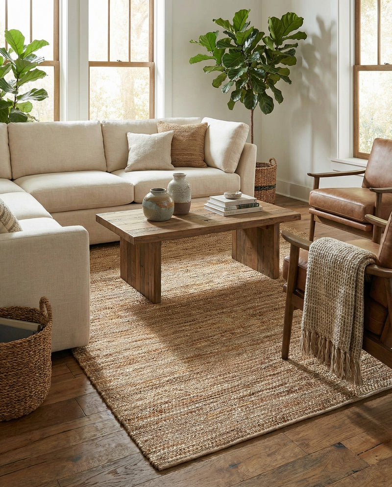 Urban Shimmer Jute Collection Area Rug - Metropolis Rectangle Natural  lifestyle 18