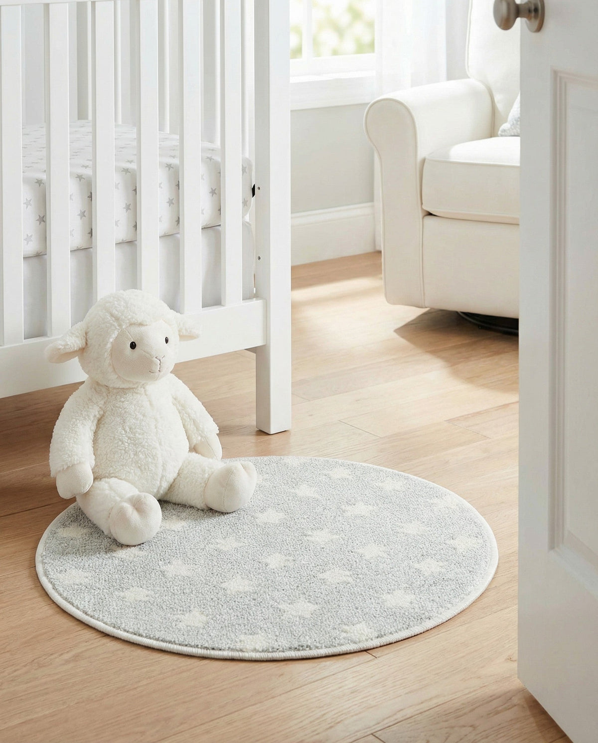 Wonder Tykes Collection Area Rug -  Mosaic Round Cloud Gray  lifestyle 185