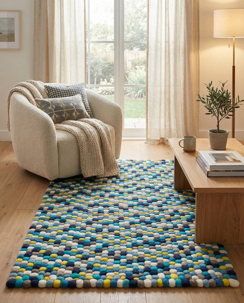 Woolen Sphere Collection Area Rug - Orbsburg (Blue) Rectangle Blue  lifestyle 6