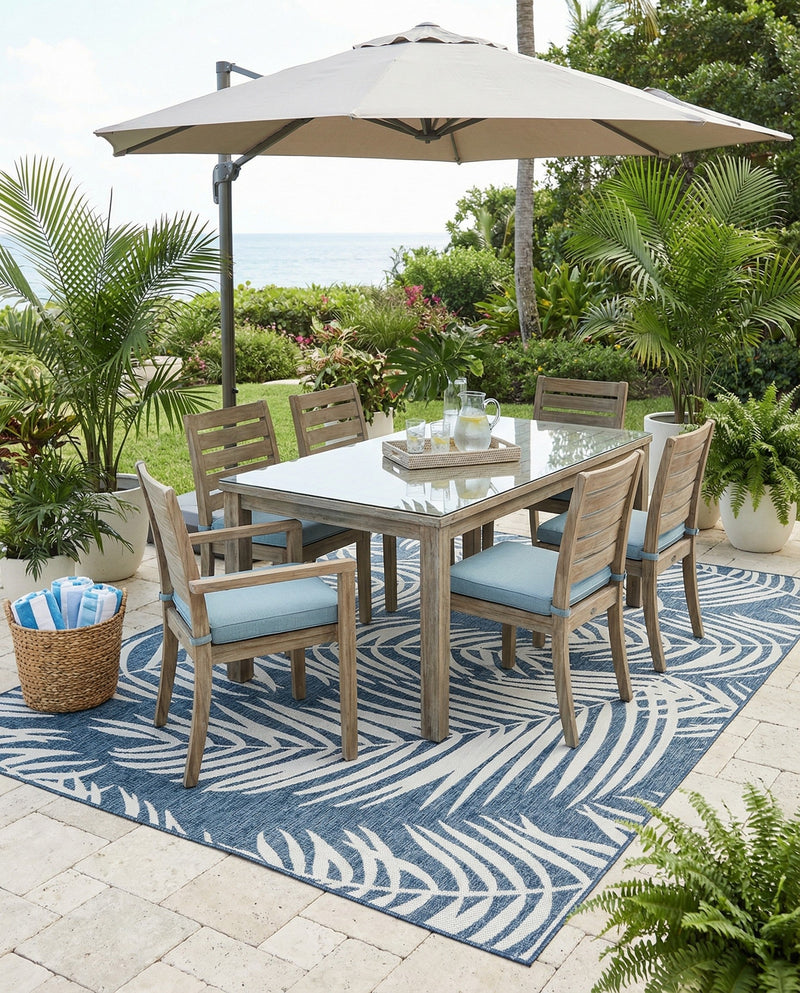 Seaside Blooms Collection Area Rug - Verdure (Blue) Rectangle Blue  lifestyle 26