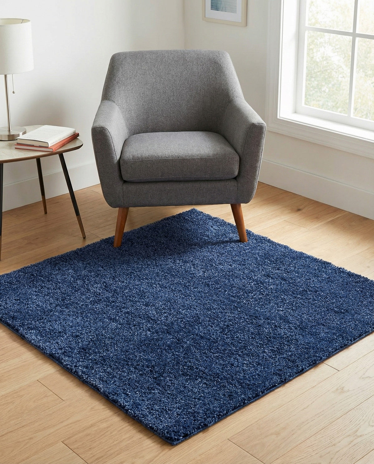 Solid Shag Seaside Collection Area Rug - Azure Cove (Navy Blue) Square Navy Blue  lifestyle 101