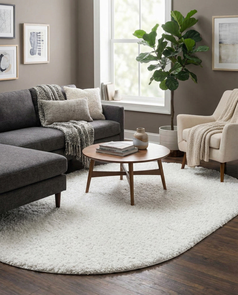 Alpine Plush Collection Area Rug -  Cortina (White) Oval White  lifestyle 34