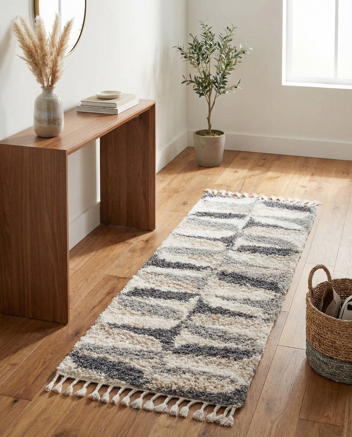 Cozy Cove Shag Collection Area Rug -  Tidewater Runner Gray  lifestyle 60