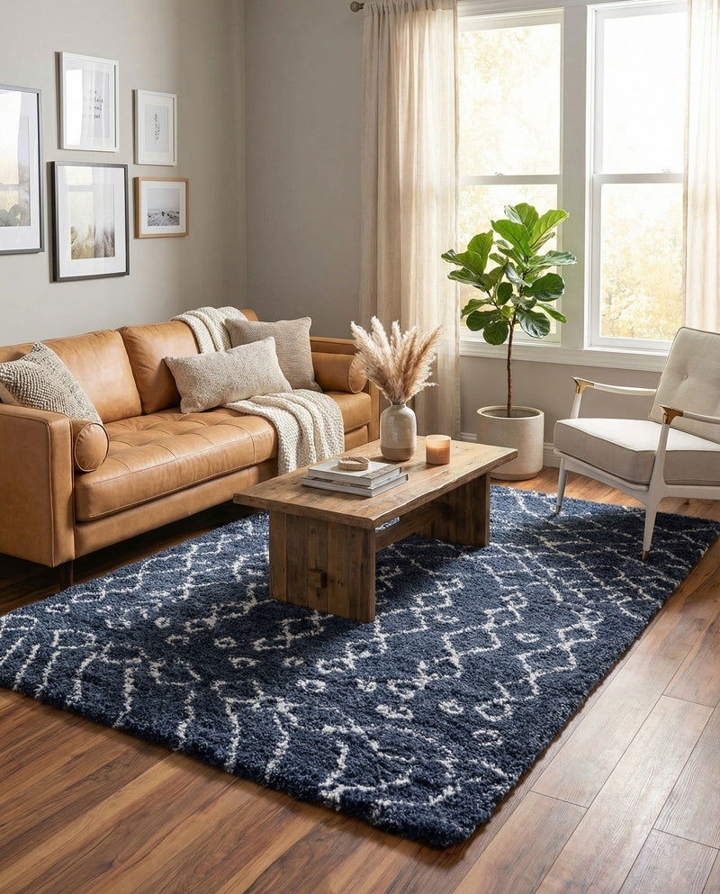 Casablanca Comfort Collection Area Rug -  Fez Rectangle Navy Blue  lifestyle 19