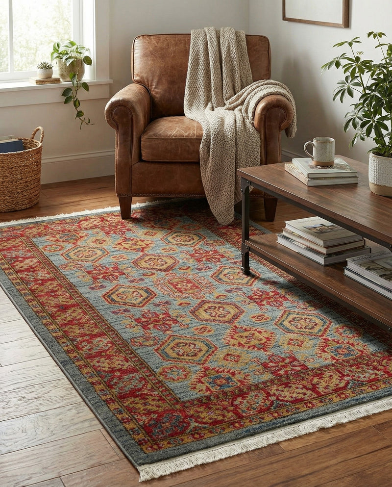 Persian Elegance Collection Area Rug -  Nain Rectangle Light Blue  lifestyle 8