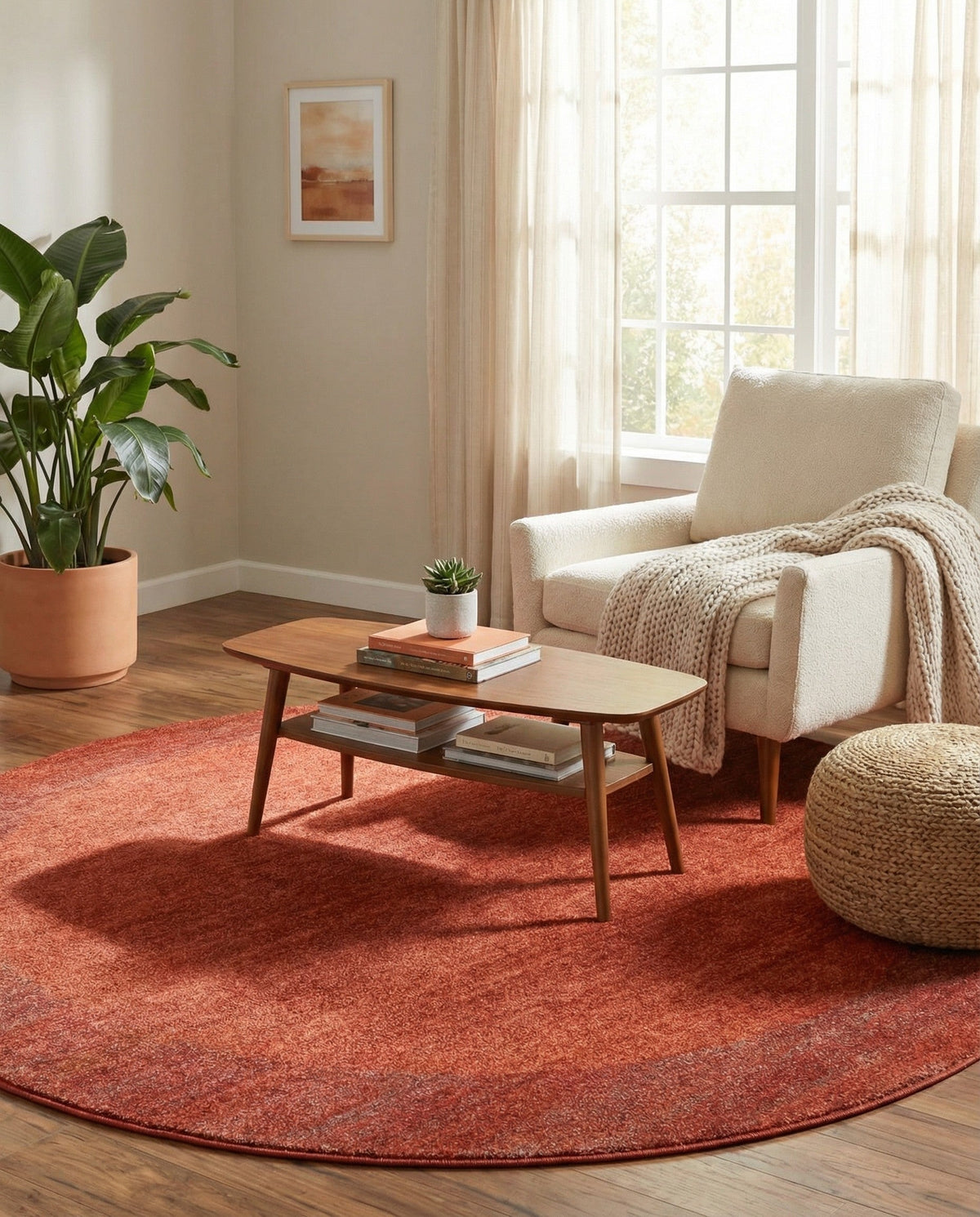 Studio Haven Collection Area Rug -  Conservatory (Terracotta) Round Terracotta  lifestyle 53