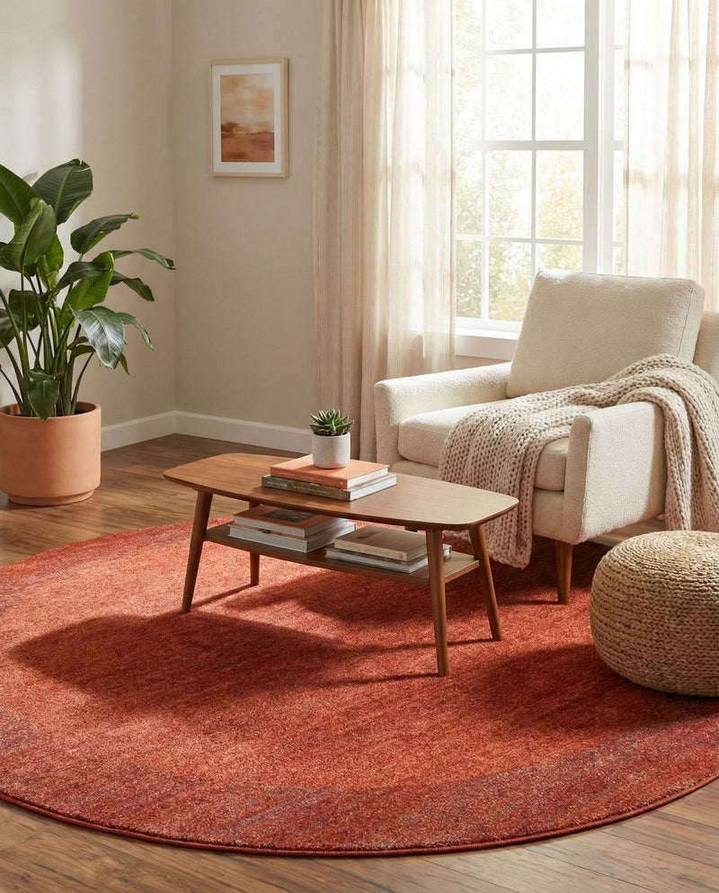 Studio Haven Collection Area Rug -  Conservatory (Terracotta) Round Terracotta  lifestyle 53