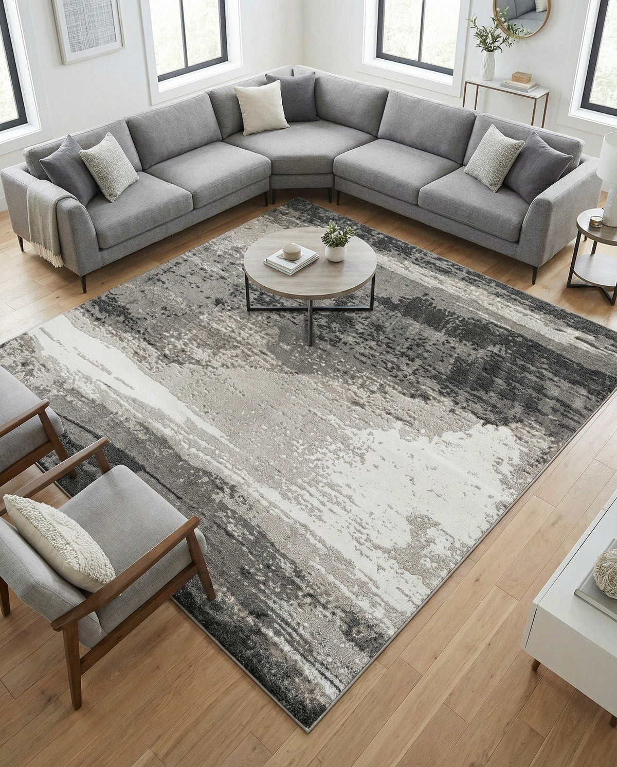 Copenhagen Edge Collection Area Rug - Nyhavn Square Black  lifestyle 168