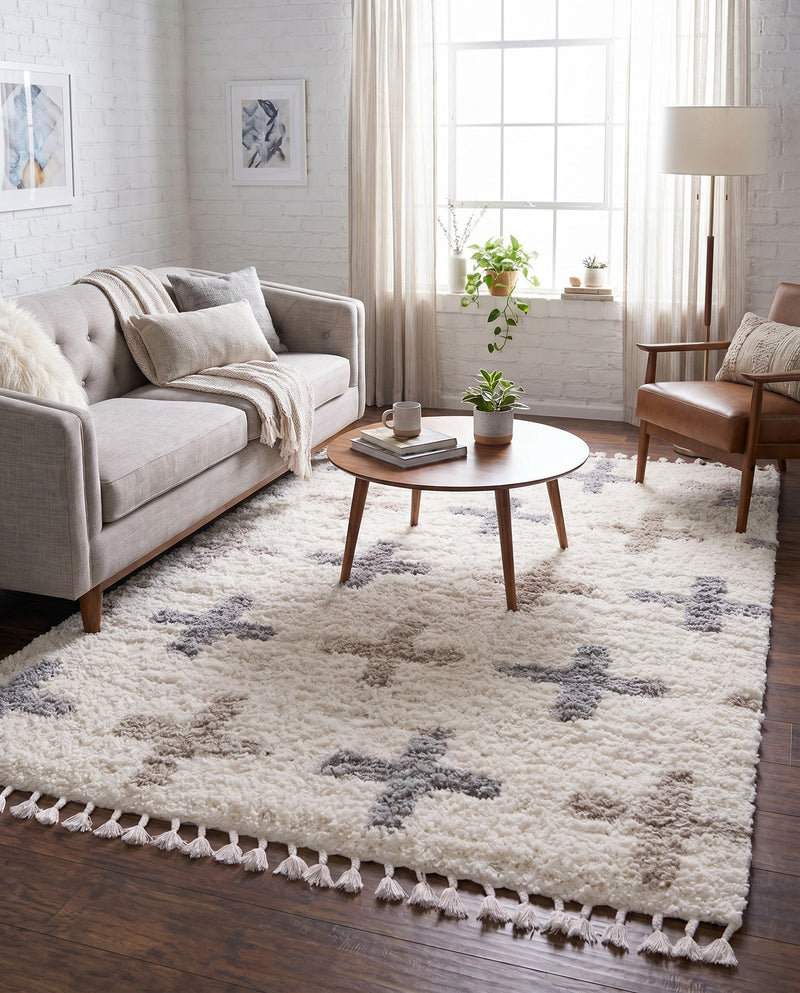Cozy Cove Shag Collection Area Rug -  Driftwood Rectangle Ivory  lifestyle 22