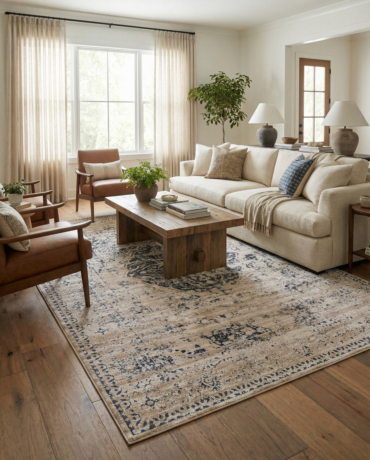 Coastal Manor Collection Area Rug -  Dunes Rectangle Dark Blue  lifestyle 22