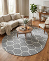 Trellis Mosaic Collection Area Rug -  Pergolatown (Light Gray) Oval Light Gray  lifestyle 52