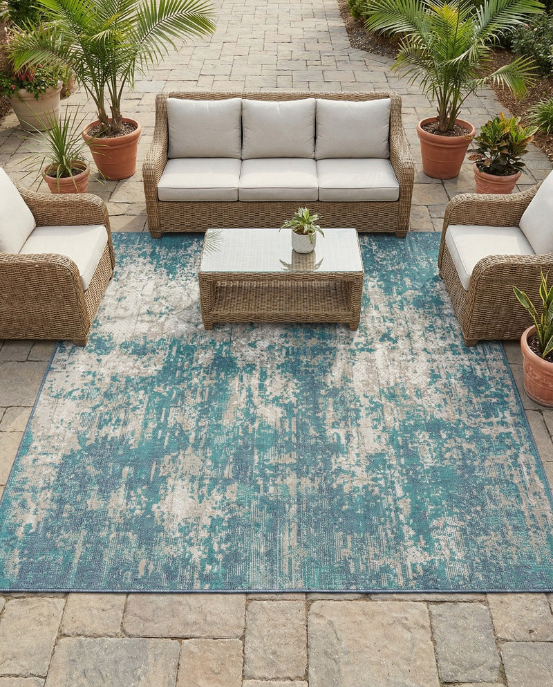 Seaside Haven Rugs Collection Area Rug -  Schooner Square Blue  lifestyle 39