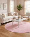 Trellis Mosaic Collection Area Rug - Arborville (Light Pink) Round Light Pink  lifestyle 81