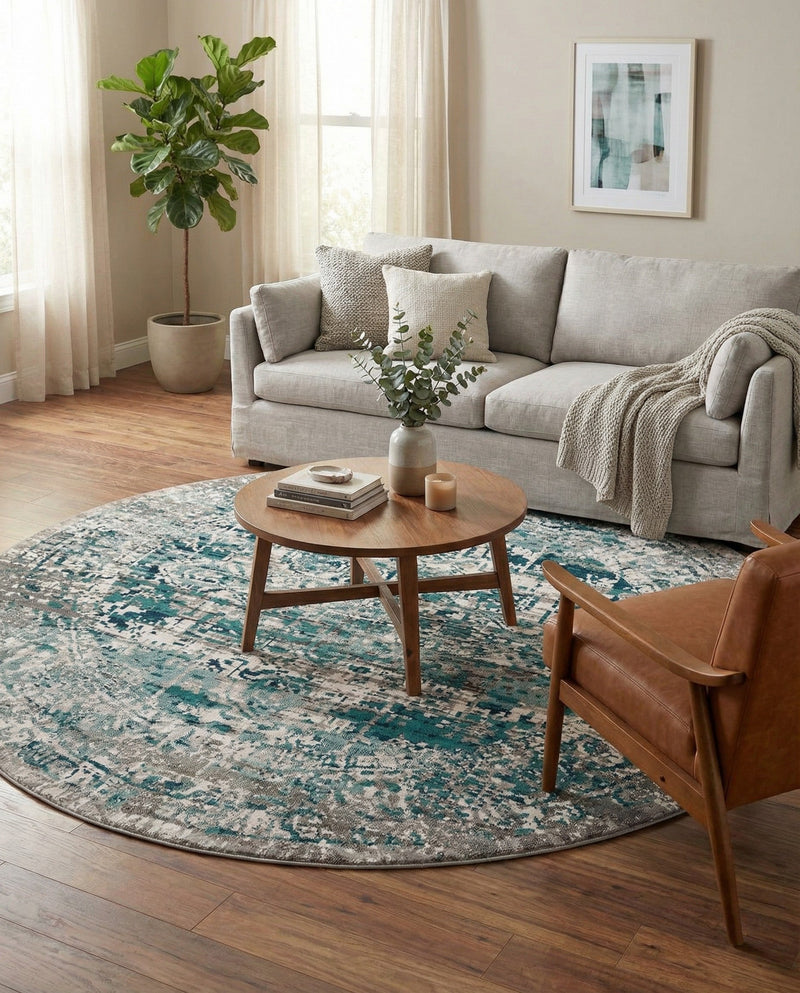 Copenhagen Comfort Collection Area Rug -  Odense Round Blue  lifestyle 48