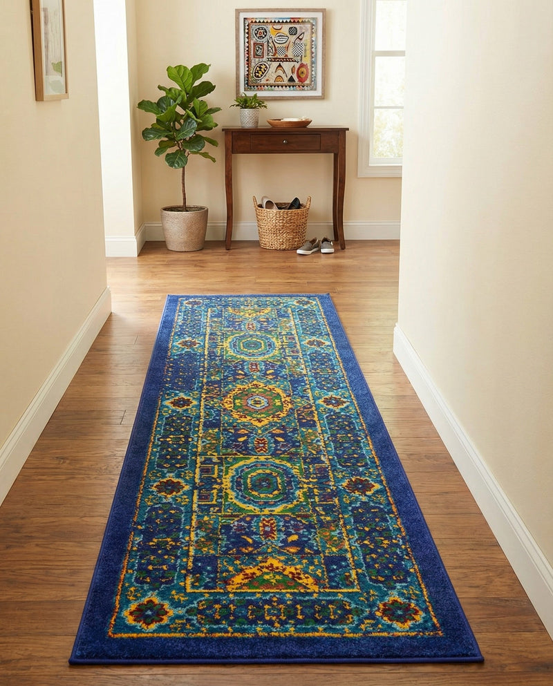 Caribbean Cove Collection Area Rug -  Grenada Runner Navy Blue  lifestyle 62