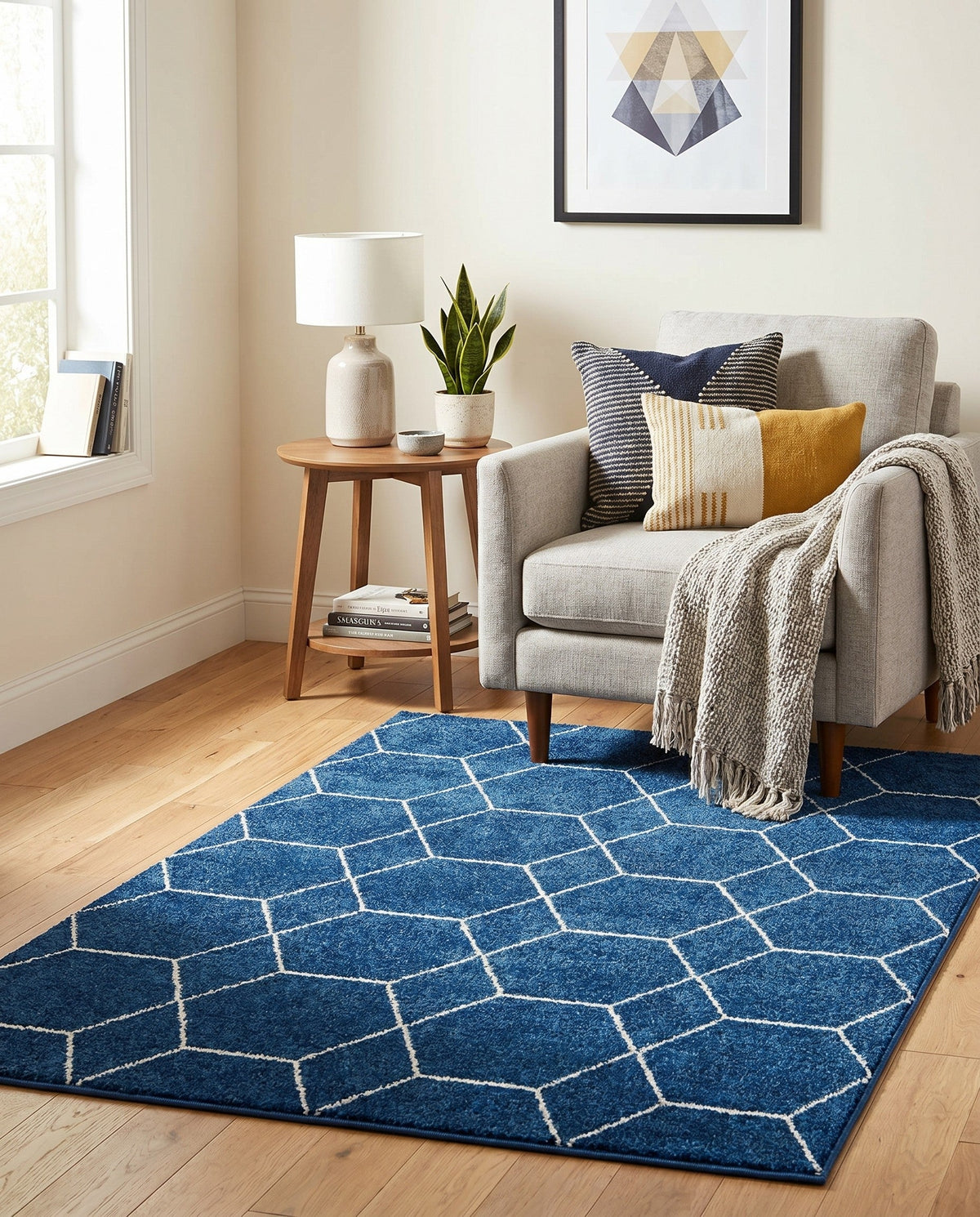 Trellis Mosaic Collection Area Rug - Arborville (Navy Blue) Rectangle Navy Blue  lifestyle 25