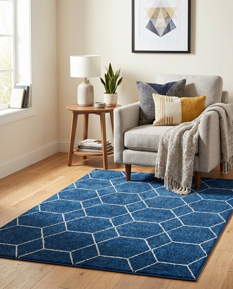 Trellis Mosaic Collection Area Rug - Arborville (Navy Blue) Rectangle Navy Blue  lifestyle 25
