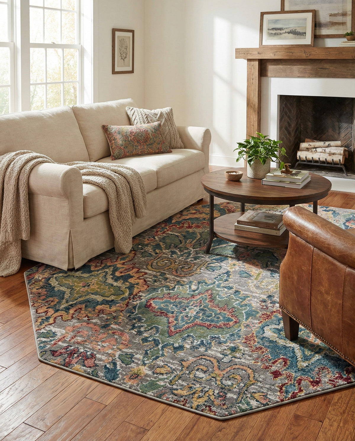 Savannah Elegance Collection Area Rug -  Forsyth Octagon Multi  lifestyle 101