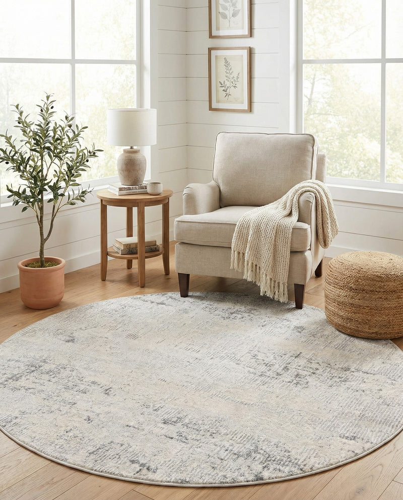 Aegean Elegance Collection Area Rug -  Ithaca Round Gray  lifestyle 43