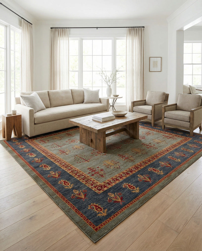 Zagros Oasis Collection Area Rug -  Dalahu Rectangle Light Blue  lifestyle 14