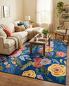 Meadow Breeze Collection Area Rug -  Petal Rectangle Blue  lifestyle 15