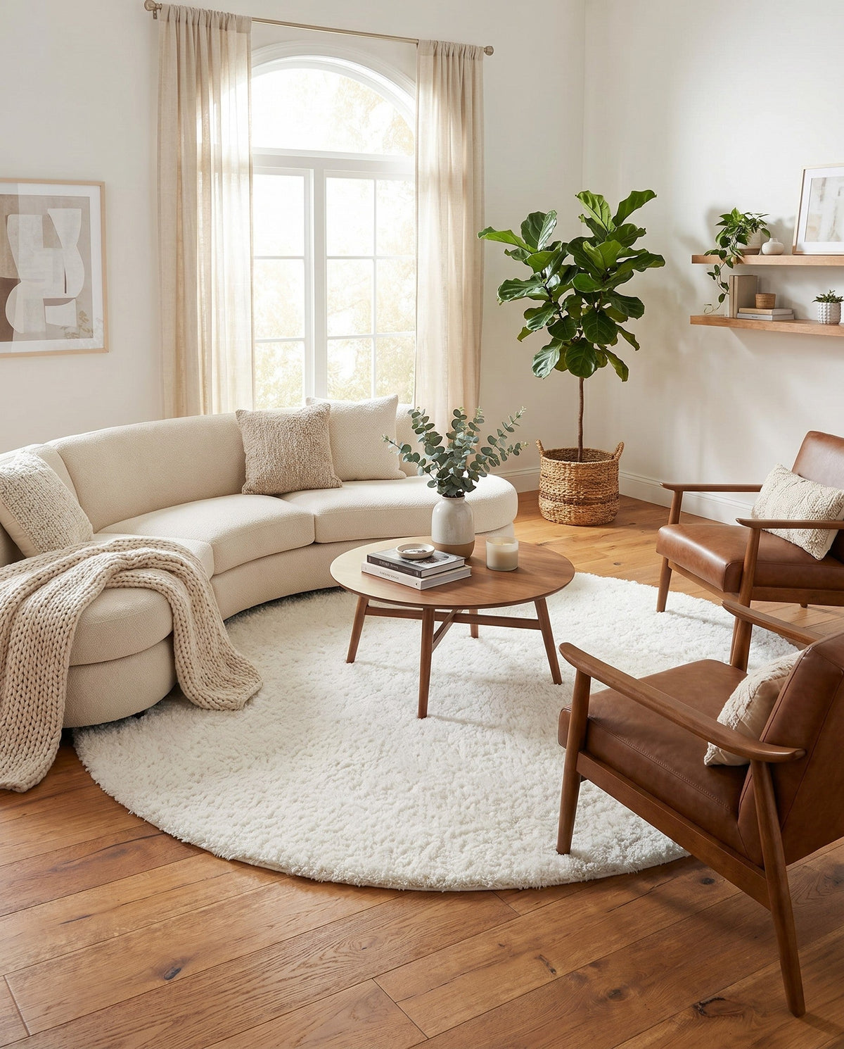 Alpine Plush Collection Area Rug -  Cortina (White) Round White  lifestyle 82
