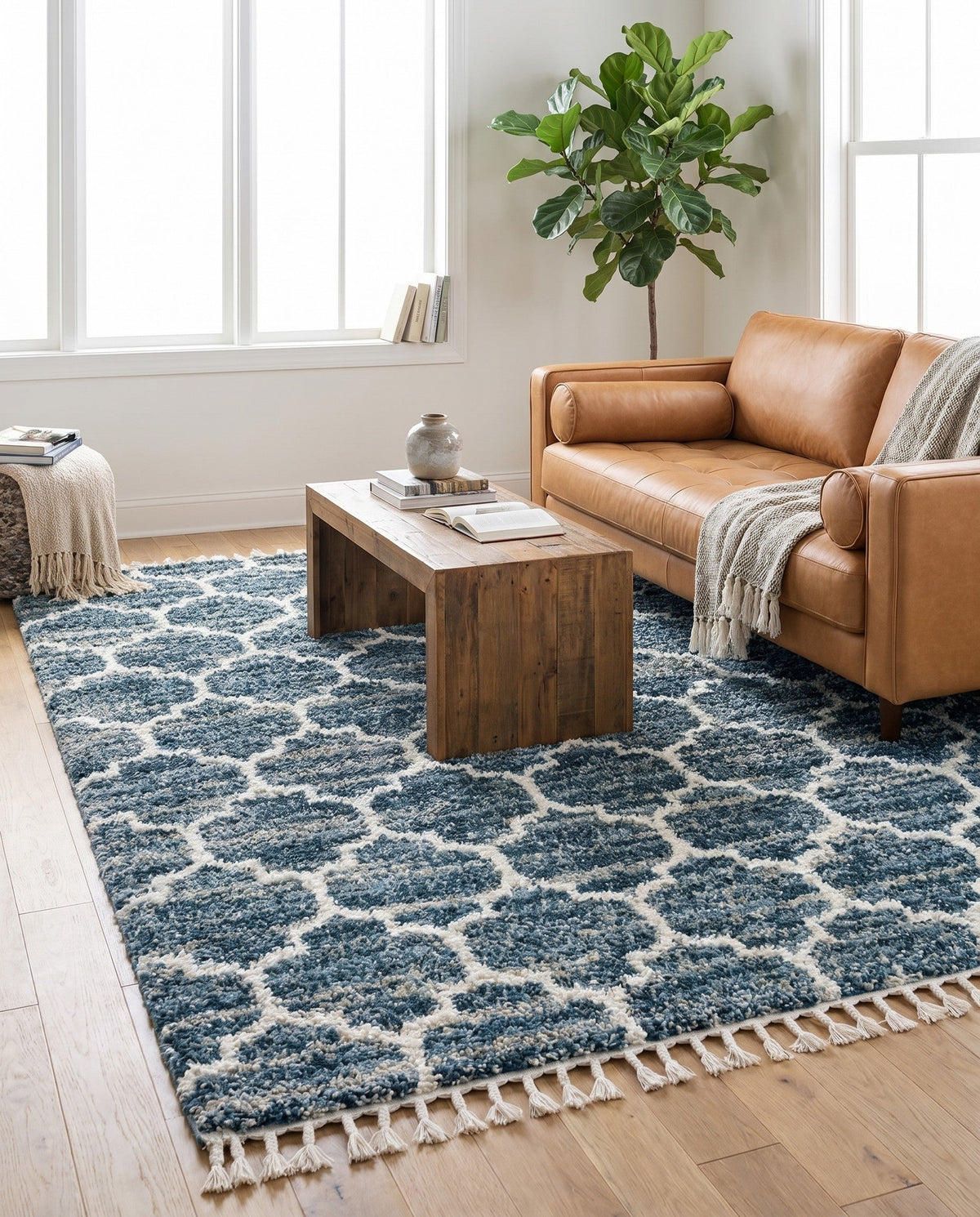 Cozy Cove Shag Collection Area Rug - Marina Rectangle Blue  lifestyle 49