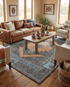 Caspian Wool Collection Area Rug - Ephesus Rectangle Charcoal Gray  lifestyle 14
