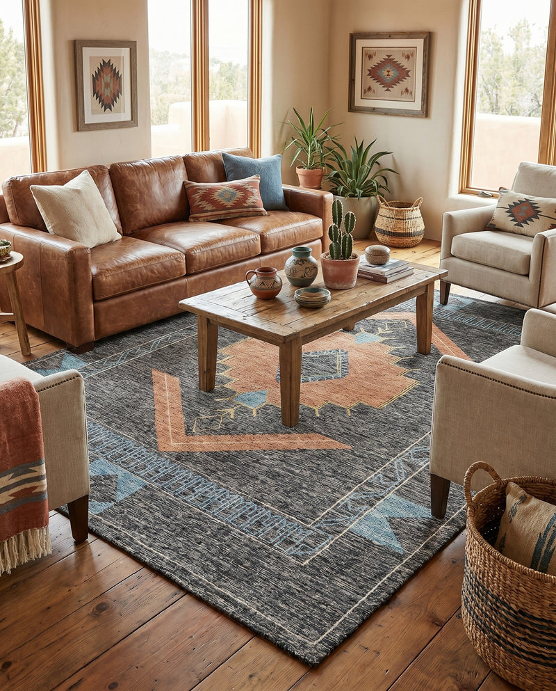 Caspian Wool Collection Area Rug - Ephesus Rectangle Charcoal Gray  lifestyle 14