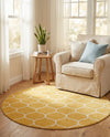 Trellis Mosaic Collection Area Rug -  Pergolatown (Yellow) Round Yellow  lifestyle 47