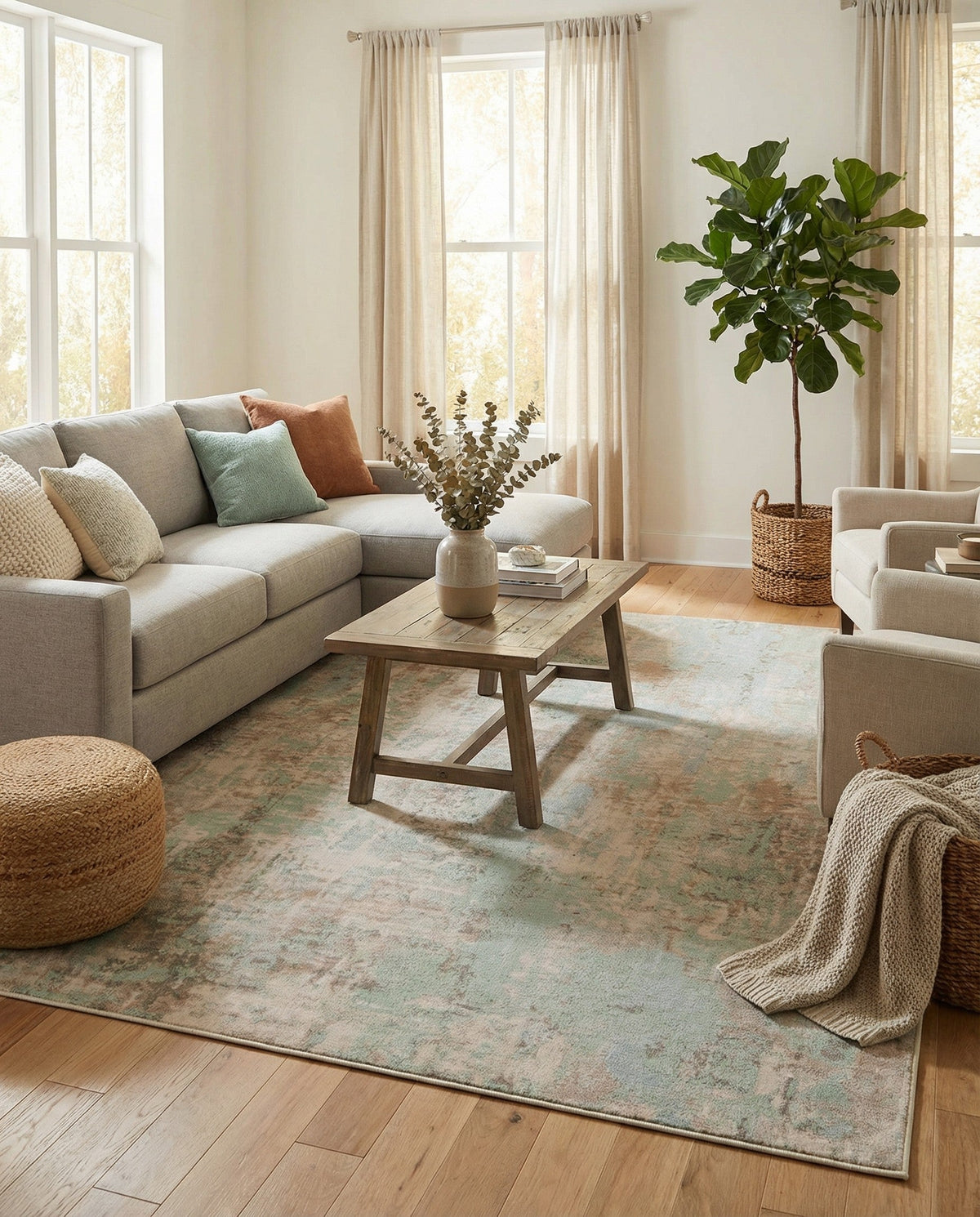 Lagoon Oasis Collection Area Rug -  Seagrass Rectangle Teal  lifestyle 50