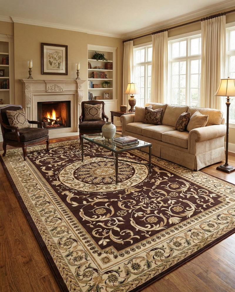 Versailles Elegance Collection Area Rug -  Montreuil Rectangle Brown  lifestyle 41