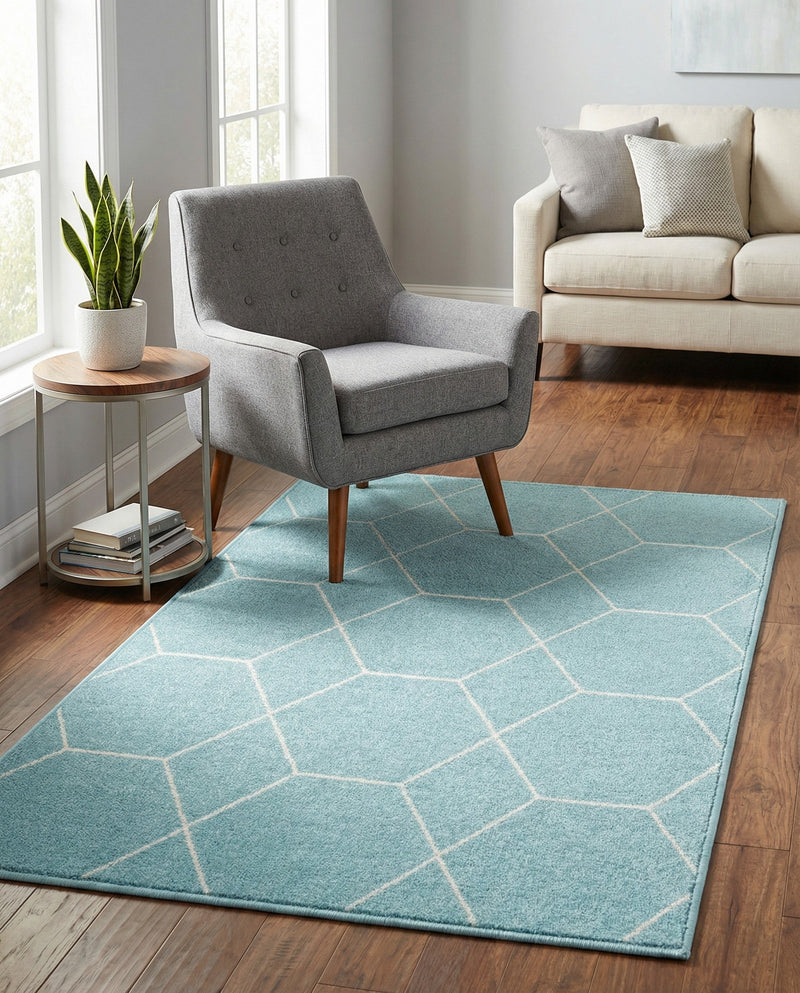 Trellis Mosaic Collection Area Rug - Arborville (Light Blue) Rectangle Light Blue  lifestyle 6