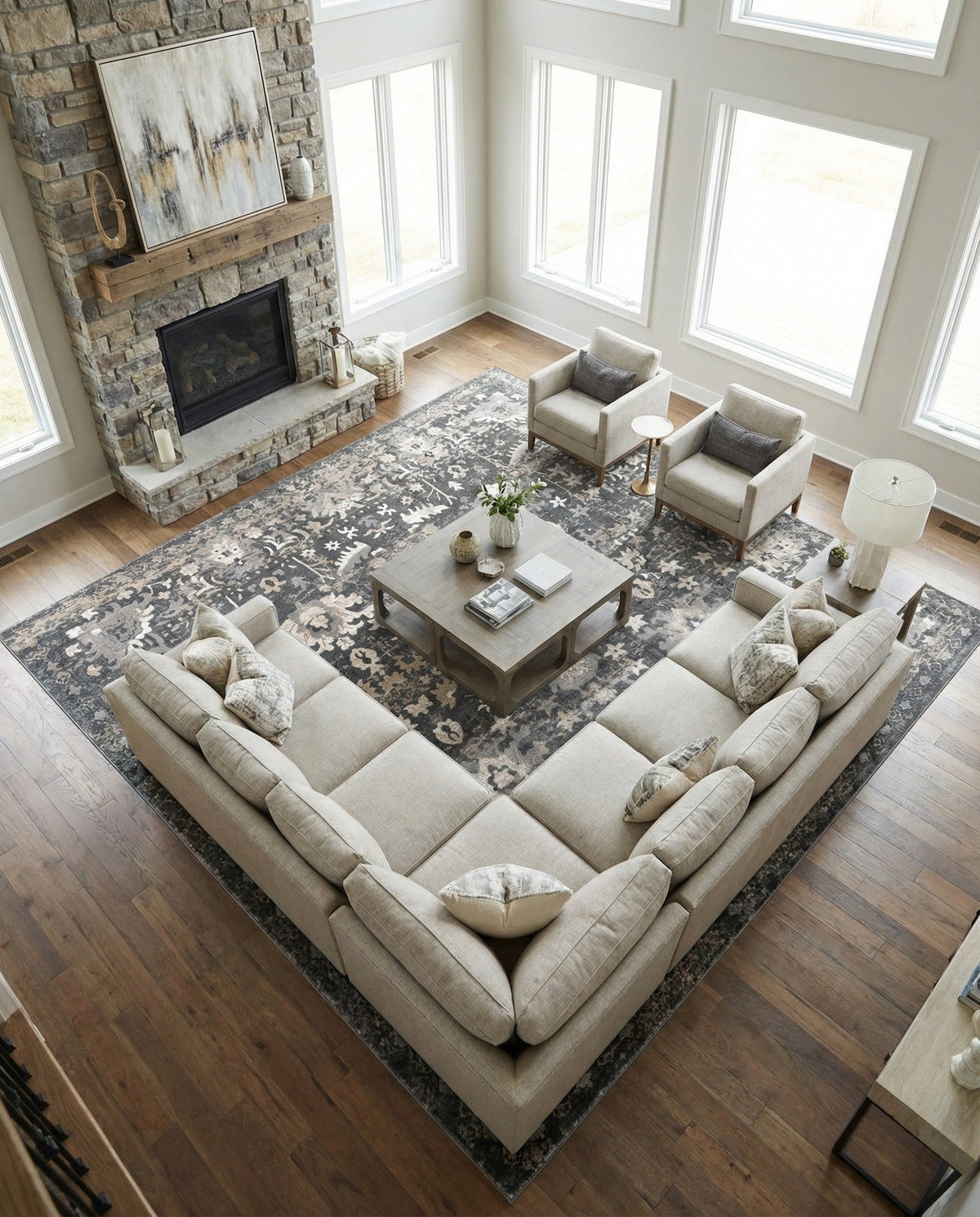 Cascade Range Collection Area Rug -  Shasta (Gray) Square Gray  lifestyle 95