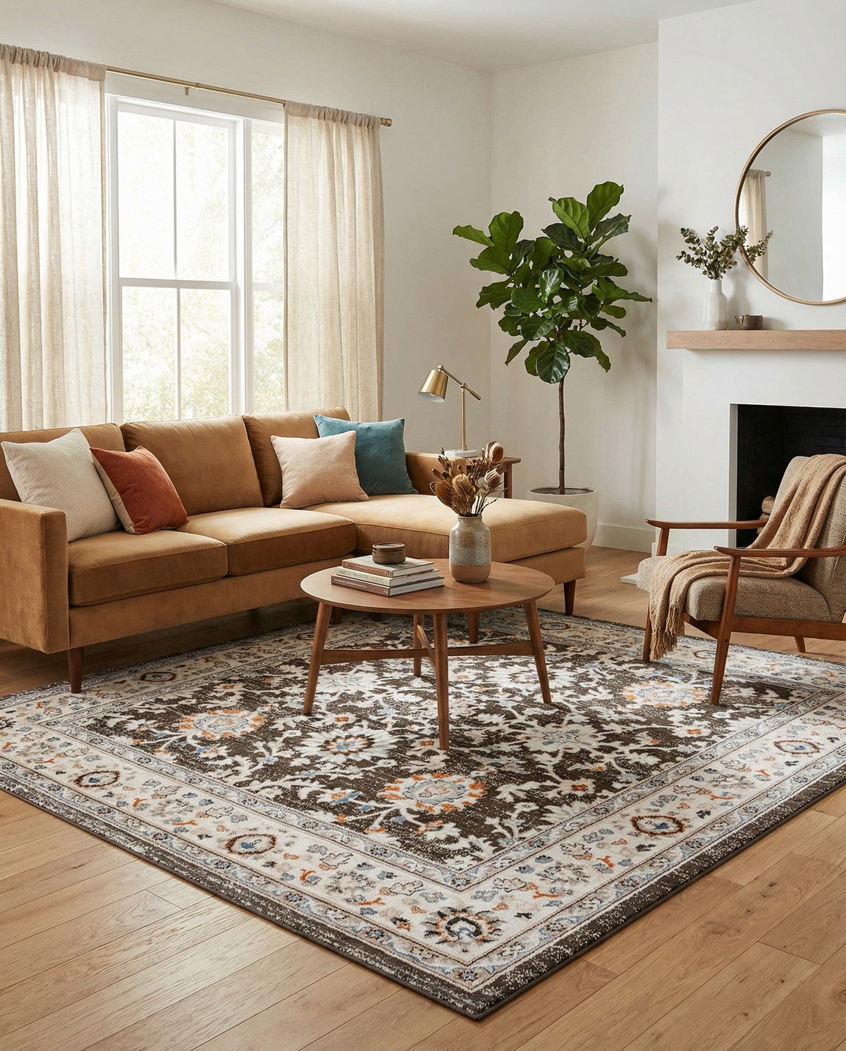 Savannah Elegance Collection Area Rug - Augusta (Fume Gray) Square Fume Gray  lifestyle 92