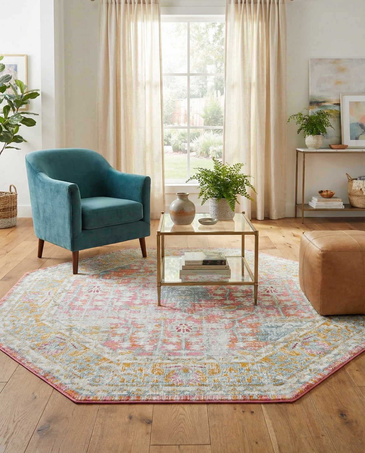 Arcadia Rugs Collection Area Rug -  Olympus Octagon Pink  lifestyle 172
