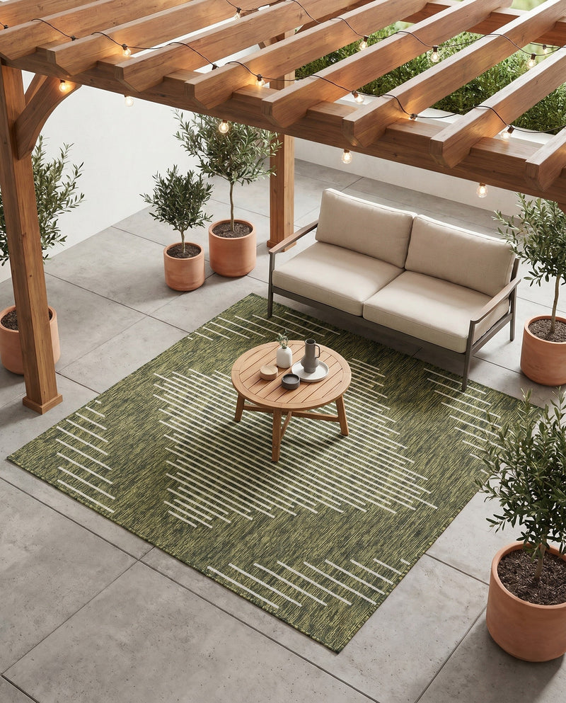 Urban Terrace Collection Area Rug -  Chelsea (Green) Square Green  lifestyle 28